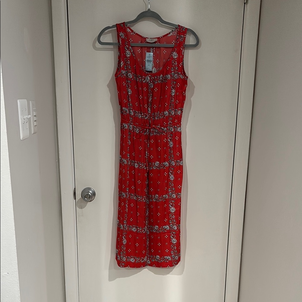 NWT LOFT Red Floral Sleeveless Dress